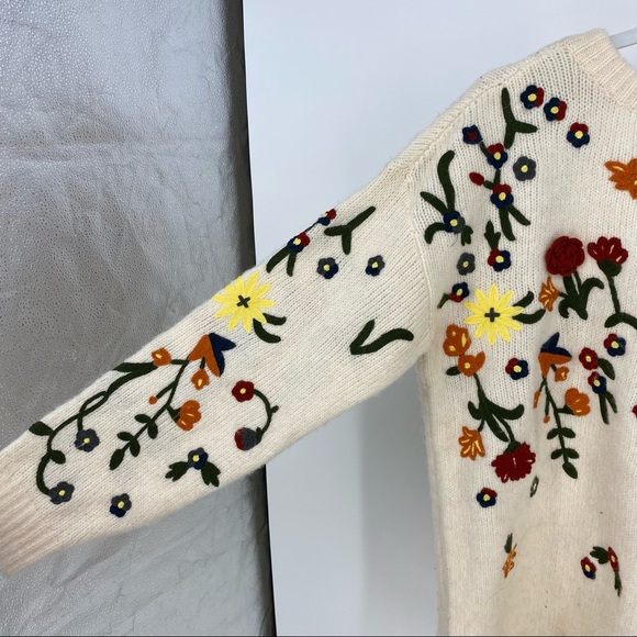 Anthropologie Floral Appliqued Sweater Tunic Dress Alpaca Blend NWT - Picture 11 of 15